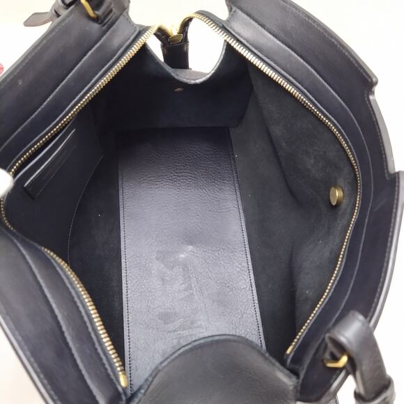 Saint Laurent Logo Black Leather Double Handles Satchel Shoulder Bag - Picture 10 of 16